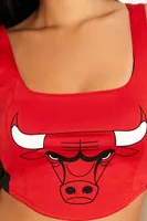 Women's Reworked Chicago Bulls Crop Top in Black/Red Large