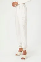 Women's Satin High-Rise Joggers in White Small