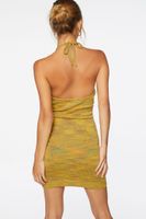 Women's Halter Mini Bodycon Dress in Tan Large