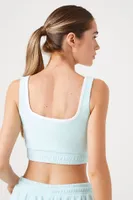 Women's French Terry Ringer Sports Bra Powder Blue