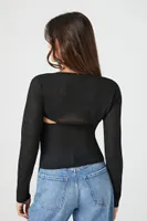 Women's Combo Long-Sleeve Top in Black, XL