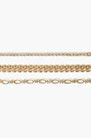 Women's Rhinestone Chain Bracelet Set in Gold