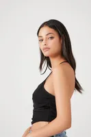 Women's Mesh Cropped Halter Top in Black, XS