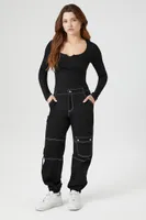 Women's Cargo Pocket Joggers in Black Medium