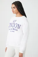 Women's Fleece London Graphic Pullover in White Medium