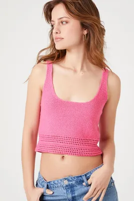 Women's Crochet Sweater-Knit Crop Top Super