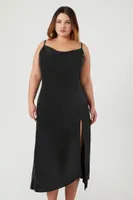 Women's Metallic Cowl Neck Midi Dress in Black, 3X