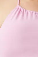 Women's Halter Fit & Flare Dress in Dusty Pink, 2X