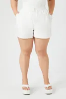 Women's Poplin Drawstring Shorts in Ivory, 0X