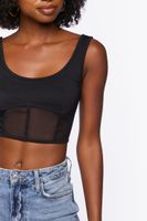 Women's Sheer Mesh Crop Top in Black Medium