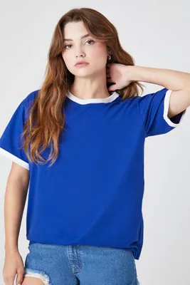 Women's Oversized Ringer T-Shirt in Navy/White Small