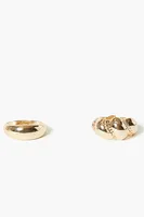 Women's Faux Pearl Ring Set in Gold/Cream, 7