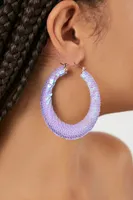 Women's Sequin Hoop Earrings in Purple