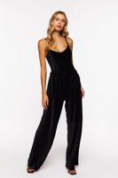 Women's Velvet Wide-Leg Pants in Black Medium