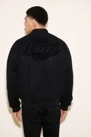 Men Los Angeles Lakers Bomber Jacket in Black/Black Large