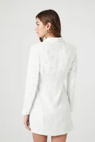 Women's Faux Pearl Mini Blazer Dress White