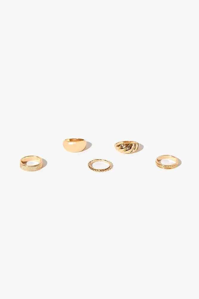 Women's Etched Ring Set in Gold, 7