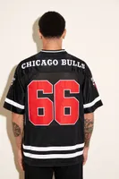 Men Chicago Bulls Embroidered Top in Black Small