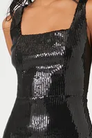 Women's Sequin Slit Midi Dress in Black Medium