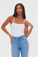 Women's High-Leg Cut Cami Bodysuit in White Large