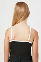 Girls Ringer Cami Bodysuit (Kids) in Black/Vanilla, 9/10