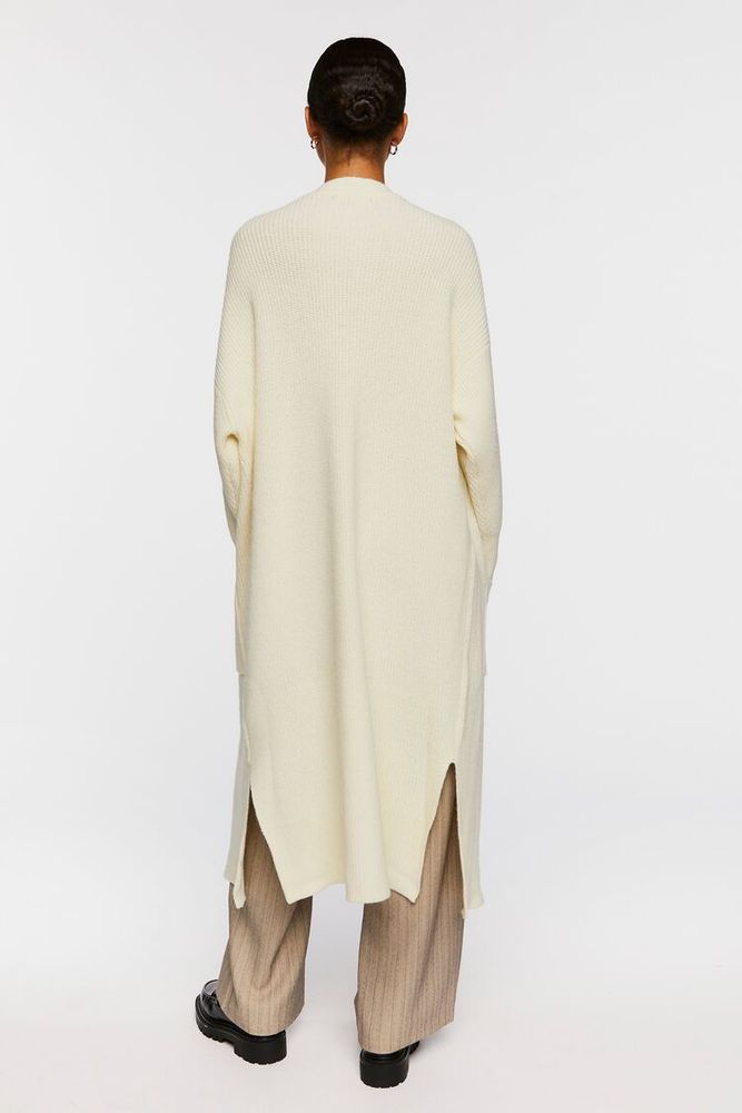 Women's Open-Front Longline Cardigan Sweater Cream