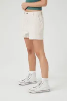 Women's Twill High-Rise Shorts in Khaki Medium