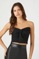 Women's Cropped Sweetheart Tube Top in Black Large