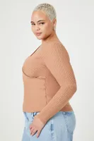 Women's Ribbed Crossover Top in Maple, 0X