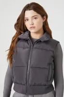 Women's Cropped Funnel Neck Puffer Vest XL