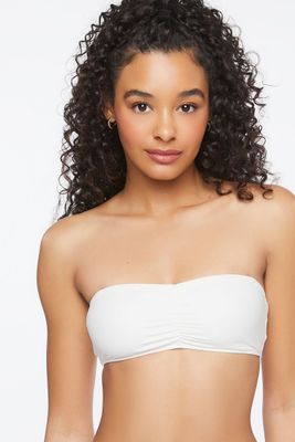 Women's Ruched Bandeau Bikini Top in Vanilla Large