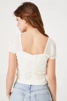 Women's Ruched Square-Neck Crop Top Cream