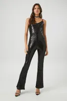 Women's Sequin Cami Flare Jumpsuit in Black Medium