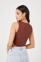 Women's Basic Cropped Tank Top in Cappuccino Large