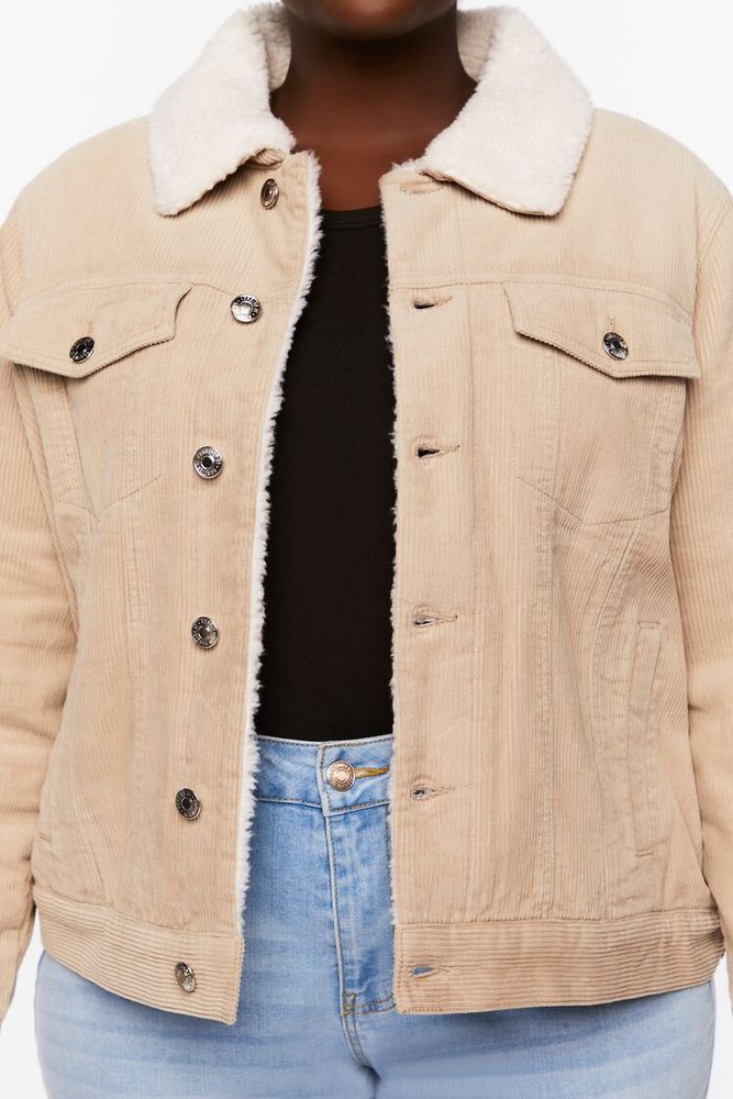 Women's Corduroy Jacket in Tan, 1X