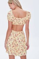 Women's Floral Cutout Mini Dress Yellow