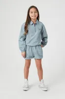 Girls Paperbag Shorts (Kids) in Teal, 13/14