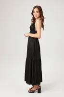 Women's Tiered Cutout Sweetheart Maxi Dress Black