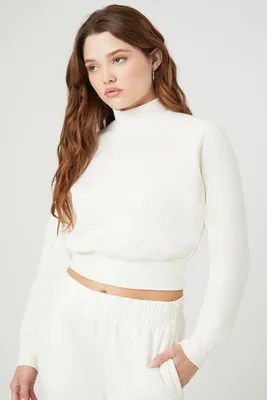 Women's Fleece Mock Neck Pullover in Vanilla Large