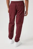 Men Drawstring Cargo Joggers in Burgundy Large