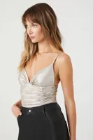 Women's Ruched Metallic Cami Bodysuit Large