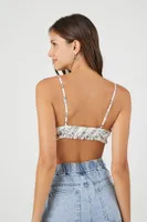 Women's Chain Print Bralette in White/Grey Small