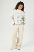 Women's Abstract Outdoor Sweater in White Large