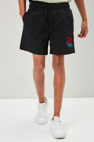 Men Embroidered Recycled Nylon Swim Trunks in Black Large