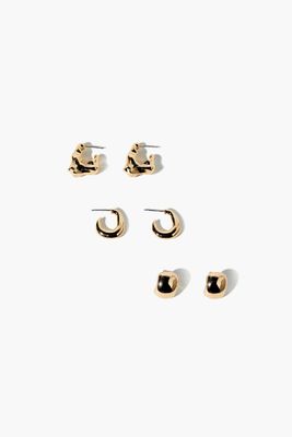 Women's Stud & Hoop Earrings Set in Gold