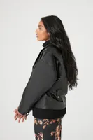 Women's Faux Leather Moto Jacket in Black, XS