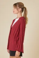 Women's Ribbed Cardigan Sweater in Burgundy, XS