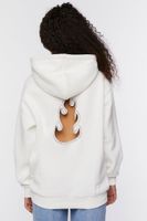 Women's Studded Flame Cutout Hoodie in Cream/Silver Large