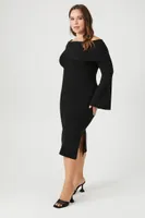 Women's Off-the-Shoulder Sweater Dress in Black, 1X