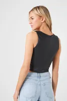 Women's Faux Leather Crop Top Black